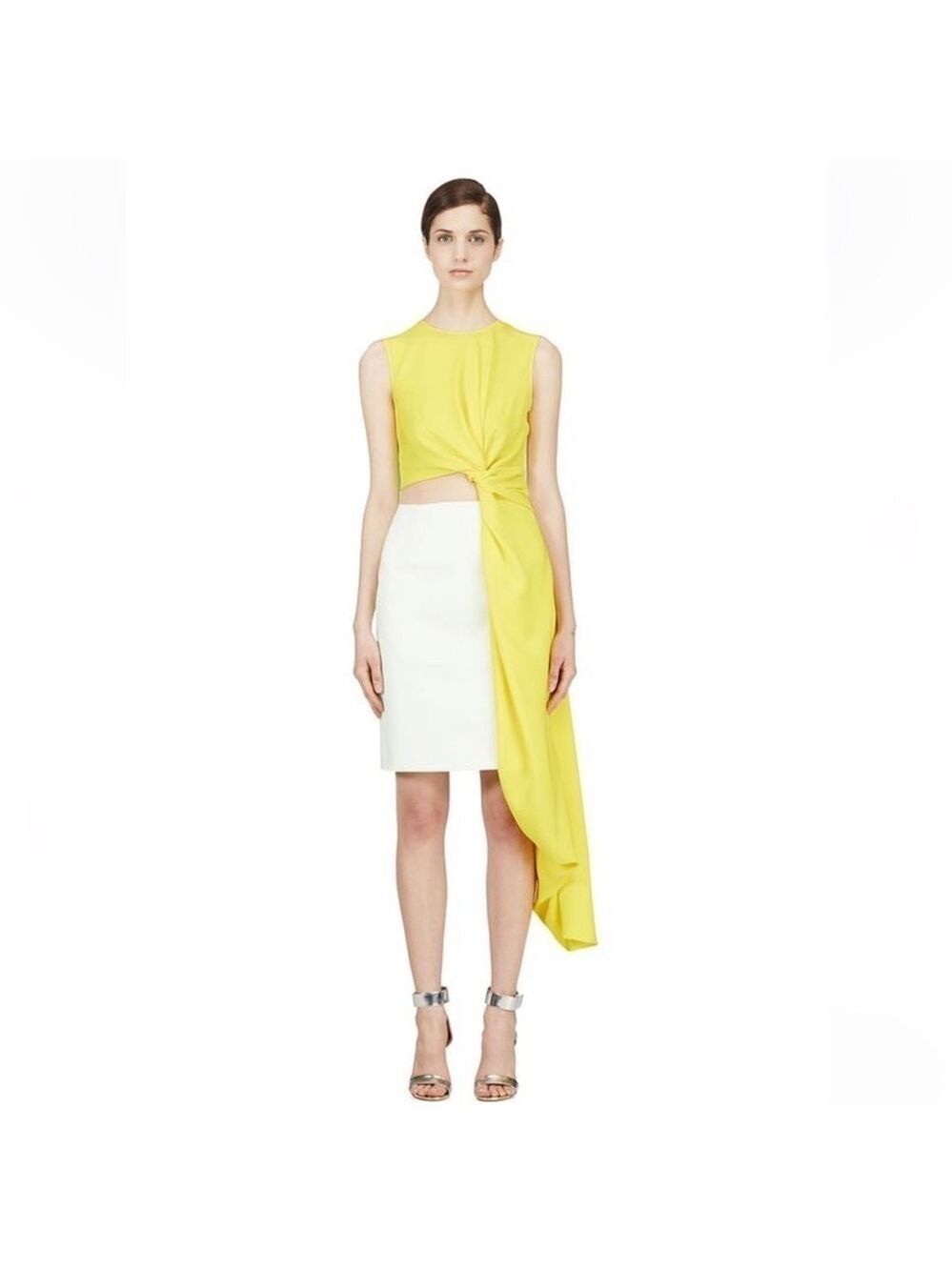 Roksanda Ilincic NEW with tags Layton lime yellow sleeveless  asymmetrical hem